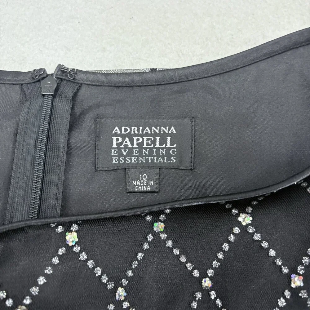 Adrianna Papell‎ Diamond Glitter Evening Skirt, Black SZ 10 Festival, Glam, Chic